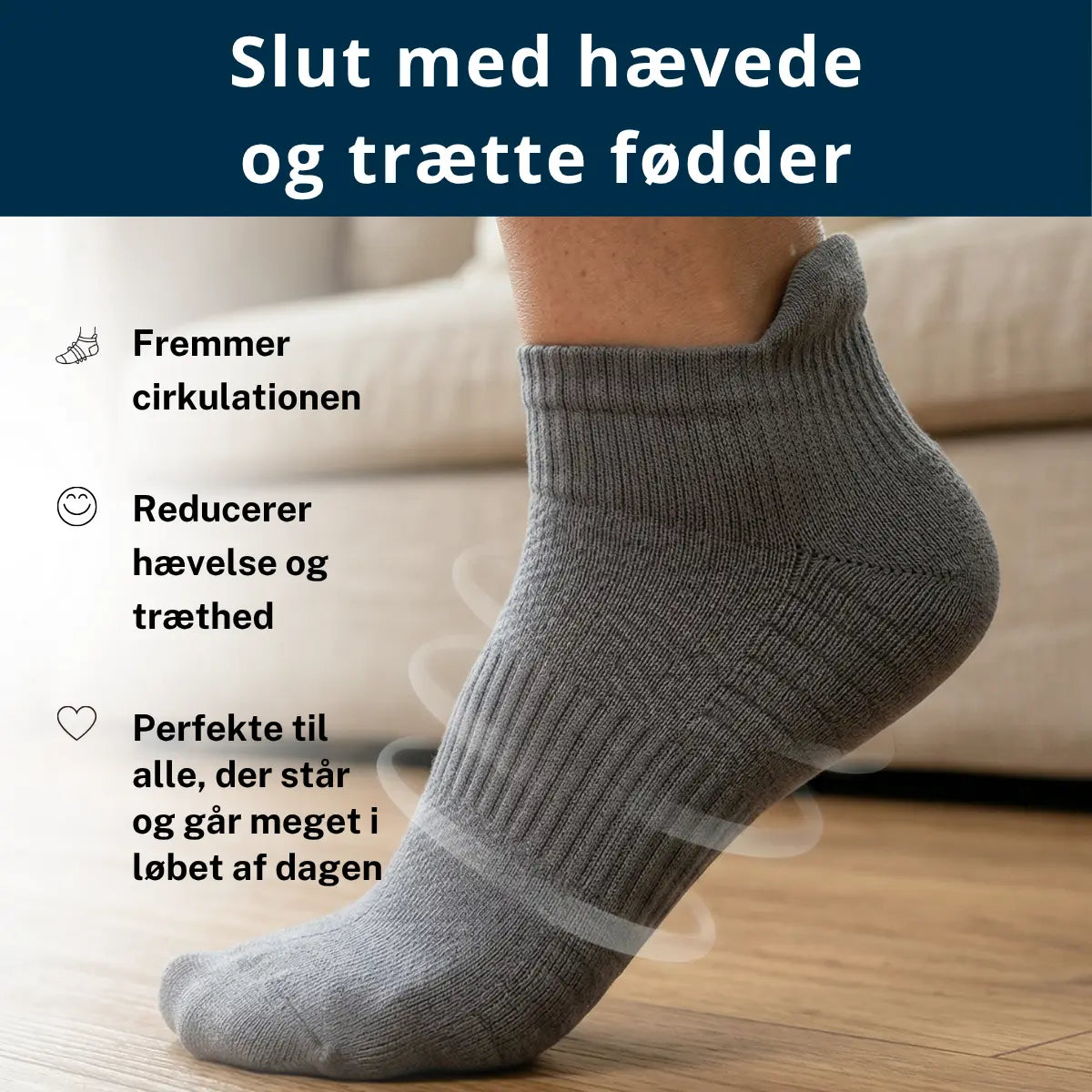 Ankelstrømper i bambus med kompression
